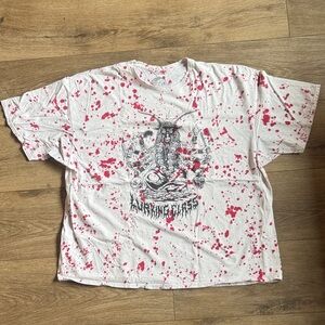 Splatter Art Short Sleeve Tee - White with Red